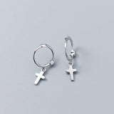 Charming Womens Fashion 100% Sterling Silver Christian Cross Small Drop Earrings - Popular Religious Gifts
