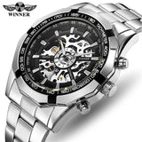 Fashion Sale Stainless Steel Automatic Self Winder Skeleton Mechanical Watch