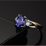 Superb Classic 925 Silver Luxury AAAA Ring With Oval Lab Sapphire Gemstone - The Jewellery Supermarket