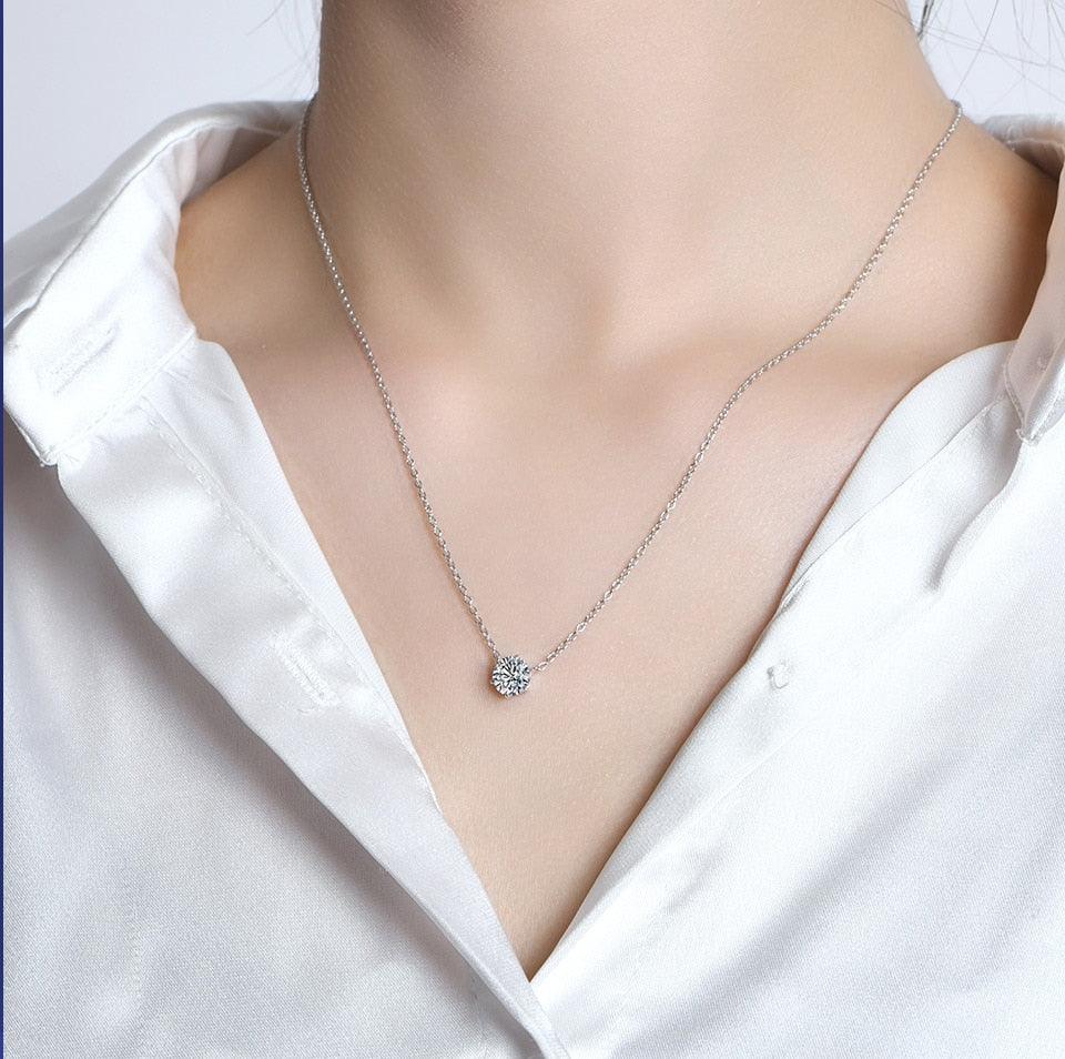 Amazing 6.5mm 1CT High Quality Moissanite Diamonds Necklace For Women - Bridal Fine Jeweller - The Jewellery Supermarket