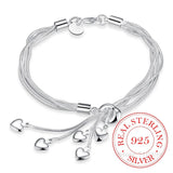 925 Sterling Silver Charm Bracelet Hook Five Heart -  Silver Charm Bracelets for Women High Quality Fine Jewellery