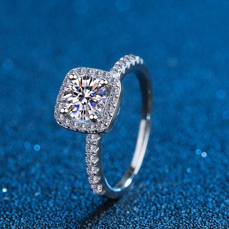 0.5-2CT Sterling Silver Genuine Moissanite Ring for Women VVS Diamond Engagement Ring Anniversary Promise Rings Bridal Jewelry - The Jewellery Supermarket