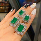 NEW ARRIVAL - Vintage Style Lab Emerald Gemstone Women's Luxury Fine Jewelry Set Female Gift - The Jewellery Supermarket