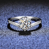 Amazing V-Shaped 1CT High Quality Moissanite Diamonds Sterling Silver Women's Ring - Fine Jewellery - The Jewellery Supermarket
