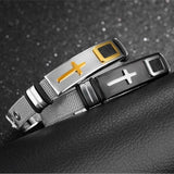 Christian Cross Adjustable Titanium Steel Mens Womens Bracelet - New Fashion Metal Religious Jewellery - The Jewellery Supermarket