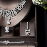 NEW - Luxury Flower Shape AAA+ Cubic Zirconia Diamonds Fashion Jewellery Set - The Jewellery Supermarket