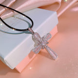 Exquisite White AAA Zircon Crystals Cross Pendant Necklace - Women's 925 Silver Geometric - Religious Jewellery - The Jewellery Supermarket