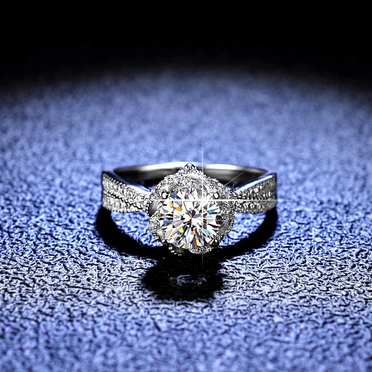Twist Flower Design 14K WGP High Quality Moissanite Diamonds Engagement Rings Luxury Diamond Jewellery - The Jewellery Supermarket