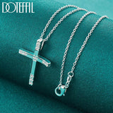Fashion Religious 925 Sterling Silver AAA+ Zircon Cross Pendant Necklace - Charm Jewellery - The Jewellery Supermarket