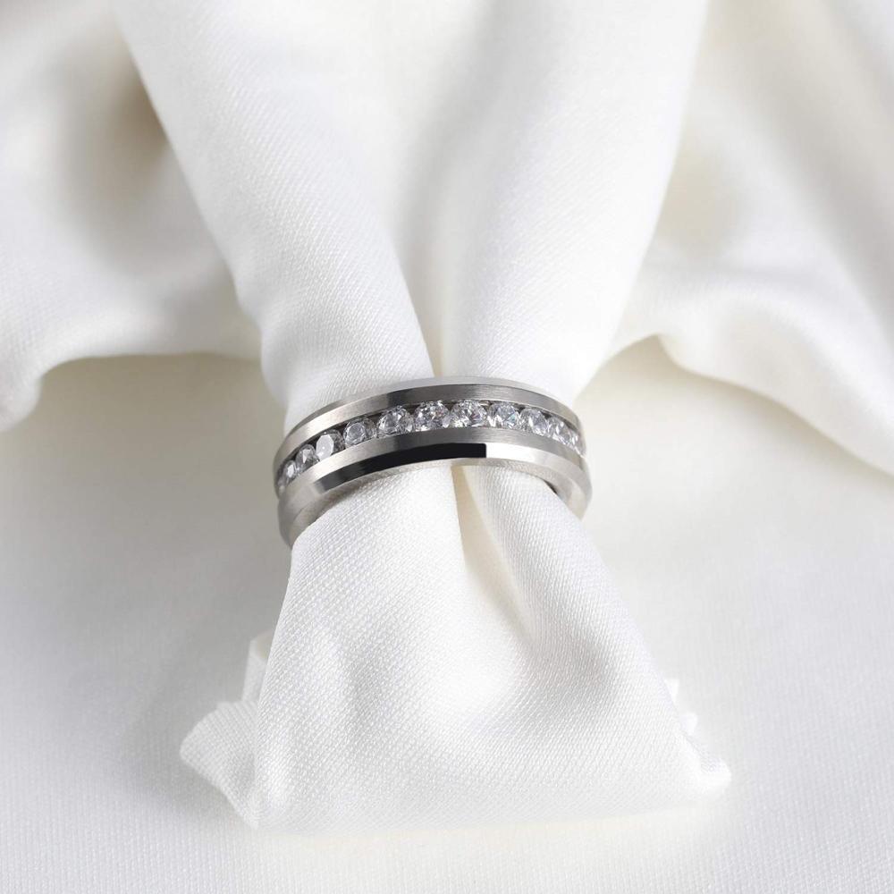 NEW Silver Colour Cubic ZirconiaTitanium Rings For Men and Women - Wedding Engagement Couple Ring - The Jewellery Supermarket