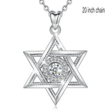 NEW Silver Star of David AAA+ Cubic Zirconia Hexagram Pendant Necklace