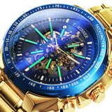 NEW - Luxury Men Gold Skeleton Luminous Military Automatic Mechanical Waterproof Watch - The Jewellery Supermarket