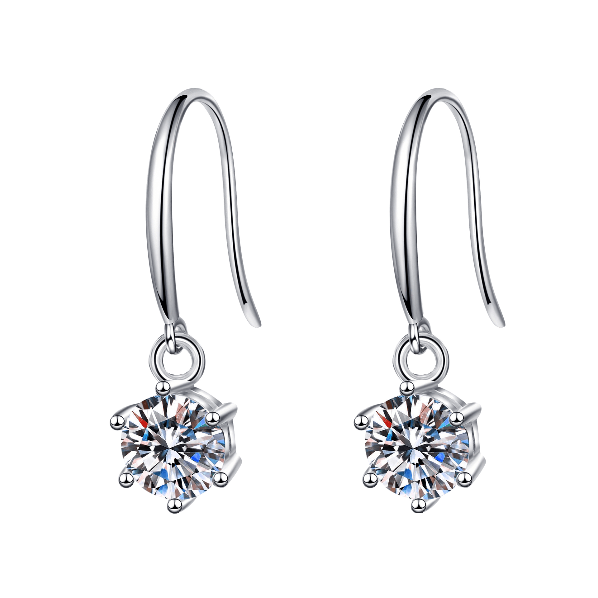 Classic Round Cut D Color VVS1 ♥︎ High Quality Moissanite Diamonds ♥︎ Ear Hook Earrings - Fine Jewelry - The Jewellery Supermarket