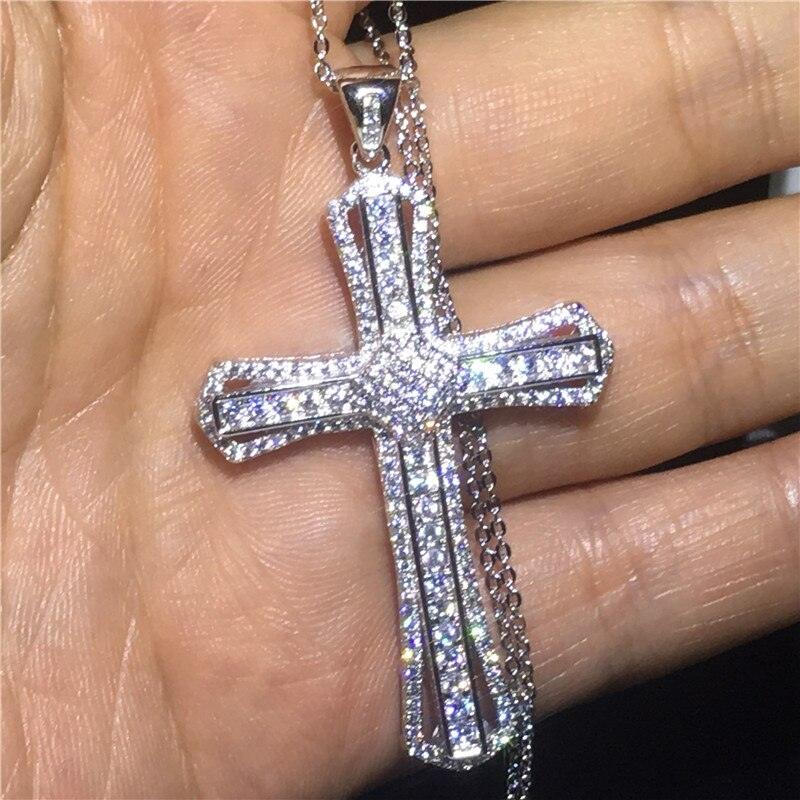 Luxury Cross Pendant AAA+ Cubic Zirconia Diamonds 925 Sterling silver Cross Pendants Necklaces - The Jewellery Supermarket