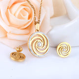 New Design Crystal Stainless Steel Imitation Pearl Round Pendant Necklace Jewellery Sets - The Jewellery Supermarket