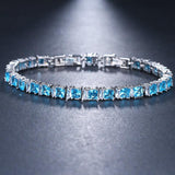 ELEGANT New AAA+ Cubic Zircon Simulated Diamonds Light Blue Neat Tennis Bracelets For Women