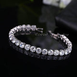 DAZZLING Brand Fashion Yellow Gold Color Clear Round AAA+ Cubic Zircon Simulated Diamonds Tennis Bracelets
