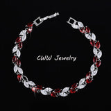DELIGHTFUL Trendy AAA+ Cubic Zirconia Simulated Diamonds Silver Color Leaf Charming Bracelets - The Jewellery Supermarket