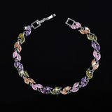 DELIGHTFUL Trendy AAA+ Cubic Zirconia Simulated Diamonds Silver Color Leaf Charming Bracelets - The Jewellery Supermarket