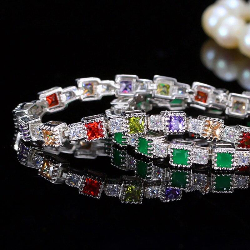 New Fashion Perfect Princess Cut Multi Color AAA+ Cubic Zircon Simulated Diamonds Tennis Bracelets - The Jewellery Supermarket