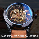 BEST GIFT IDEAS - Mens Blue Light Leather Forsining Casual Sport Mechanical Watch - The Jewellery Supermarket