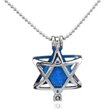 NEW Star Of David Bead Cage Locket Silver Colour Stainless Steel Necklace