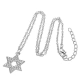 NEW Star of David Judaica Silver Colour Clear Crystal Paved Pendant Necklace for Women and Men - The Jewellery Supermarket