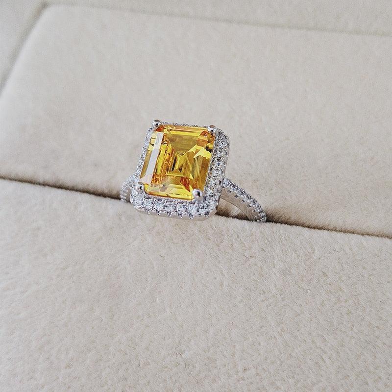 NEW ARRIVAL Designer Fashion Yellow Square Cut AAA+ Quality CZ Diamonds Fashion Ring - The Jewellery Supermarket