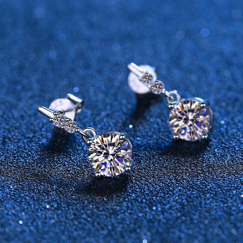 Sensational ♥︎ High Quality Moissanite Diamonds ♥︎ Gemstone Dangle Ear Hook Earrings - Fine Jewellery - The Jewellery Supermarket