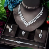 NEW - Shining Pave Leaf Design AAA+ Cubic Zirconia Diamonds Jewellery Set
