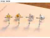 New Sparkling Simple Silver Tiny AAA+ Cubic Zirconia Diamonds Cross Stud Earrings for Women - The Jewellery Supermarket