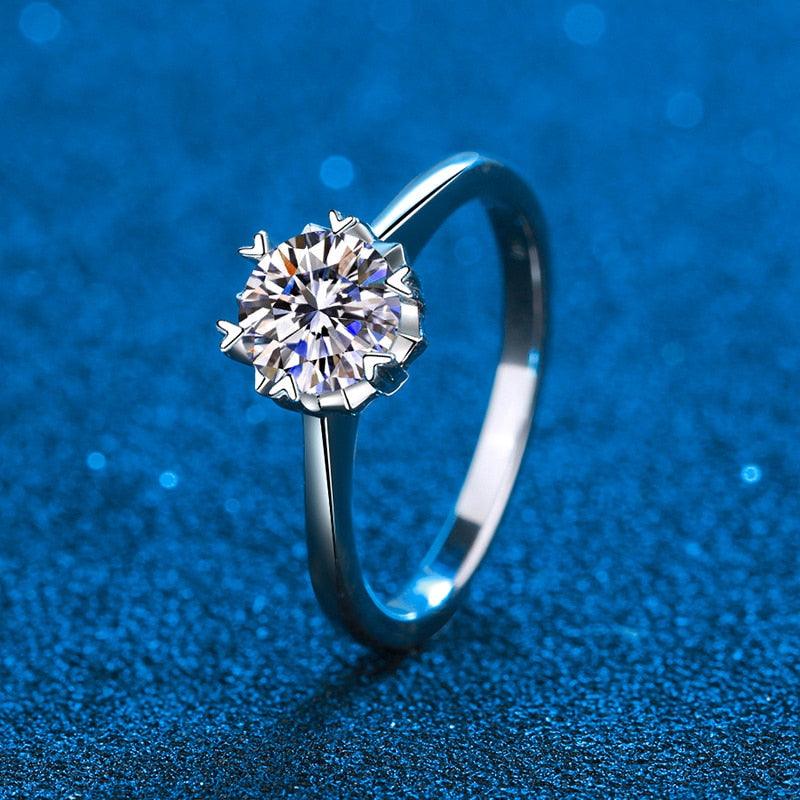Heart Prong 1CT Platinum Plating Sterling Silver Round High Quality Moissanite Diamonds Ring - Luxury Jewellery - The Jewellery Supermarket