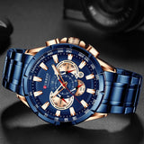 BEST GIFTS - Top Luxury Brand Big Dial Blue Quartz Men Chronograph Sport Watches - The Jewellery Supermarket