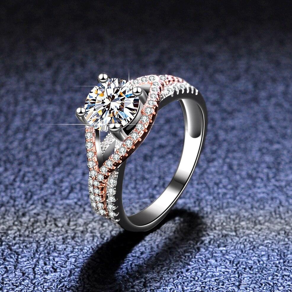 Astonishing VVS1 2 Carat 14KGP High Quality Moissanite Diamonds Ring with Side Stones - Fine Jewellery - The Jewellery Supermarket