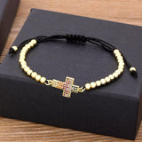New Trendy Jesus Cross Bracelet  High Quality AAA Cubic Zirconia Crystals Handmade Adjustable Bracelet