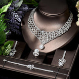 NEW - Luxury Flower Shape AAA+ Cubic Zirconia Diamonds Fashion Jewellery Set - The Jewellery Supermarket