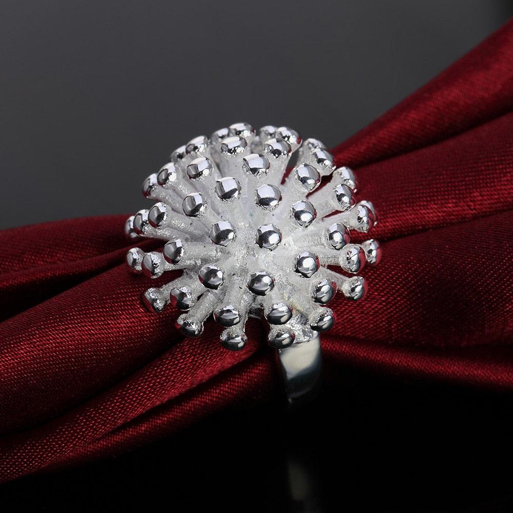 Fireworks Design Silver Necklace Earring Bracelet Rings Jewellery set for women - Charming Fashion Jewellery - The Jewellery Supermarket