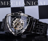 Triangle Skeleton Black Automatic Watch Stainless Steel Men Business Sport Irregular Mechanical Wristwatch - The Jewellery Supermarket