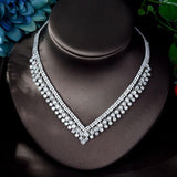 NEW - Shining Pave Leaf Design AAA+ Cubic Zirconia Diamonds Jewellery Set - The Jewellery Supermarket