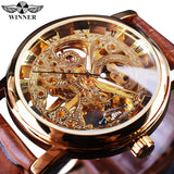 Top Brand Luxury Transparent Golden Case Luxury Casual Design Skeleton Watch