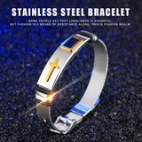 Christian Cross Adjustable Titanium Steel Mens Womens Bracelet - New Fashion Metal Religious Jewellery - The Jewellery Supermarket