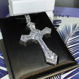 925 Silver Classic Cross Micro-Inlaid AAA+ Zircon Sweater Chain Pendant Necklace - Religious Jewellery - The Jewellery Supermarket