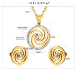 New Design Crystal Stainless Steel Imitation Pearl Round Pendant Necklace Jewellery Sets - The Jewellery Supermarket