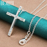 Fashion Religious 925 Sterling Silver AAA+ Zircon Cross Pendant Necklace - Charm Jewellery