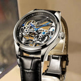 Limited Edition Hollow out Tourbillon Automatic Mechanical Fashion Belt and steel band Mens Skeleton Watch