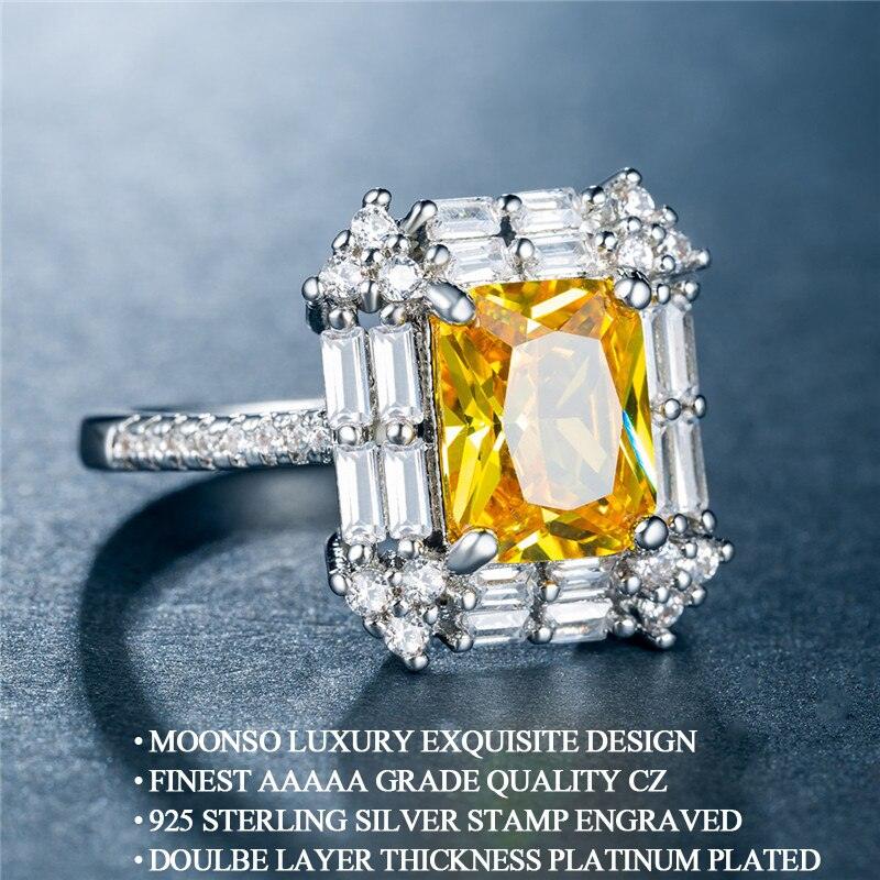 NEW Luxury Yellow Color Princess Cut AAA+ Quality CZ Diamonds Engagement Fashion Ring - The Jewellery Supermarket