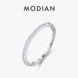 Genuine 925 Sterling Silver Delicate Blue AAAA Simulated Diamonds Stackable Ring - Fine Fashion Jewellery - The Jewellery Supermarket
