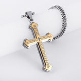 Classic Style Stainless Steel Christian Cross Pendant Necklace - Bible Amulet Banquet Jewellery - The Jewellery Supermarket