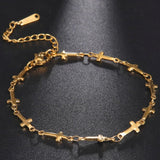 Popular Gold Color Cross Stainless Steel Jesus Christian Chain Bracelets for Women - Religious Jewellery