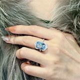 Hot Selling Celebrity Fashion Romantic Aquamarine High End AAA+ Quality CZ Diamonds Ring - The Jewellery Supermarket